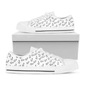 Fish Hook Pattern Print White Low Top Sneakers
