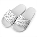 Fish Hook Pattern Print White Slide Sandals
