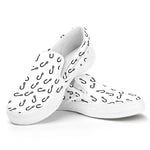 Fish Hook Pattern Print White Slip On Shoes