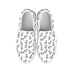 Fish Hook Pattern Print White Slip On Shoes