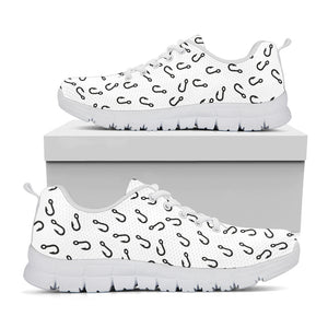 Fish Hook Pattern Print White Sneakers