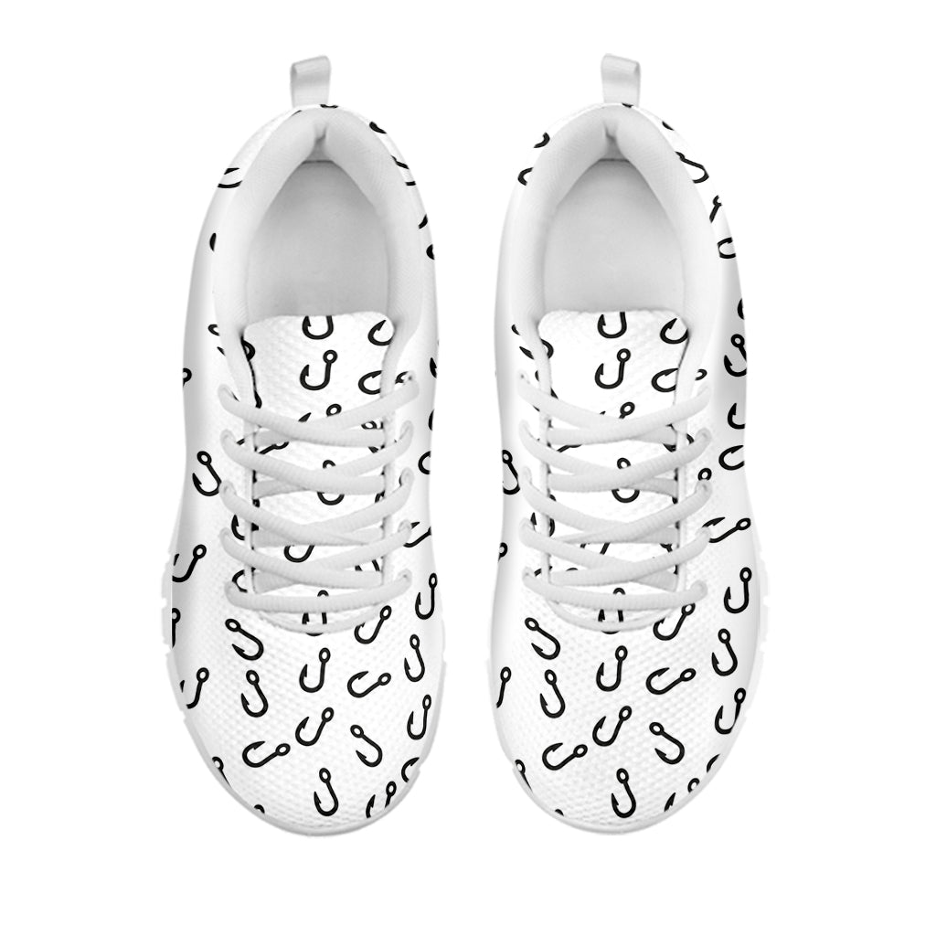 Fish Hook Pattern Print White Sneakers