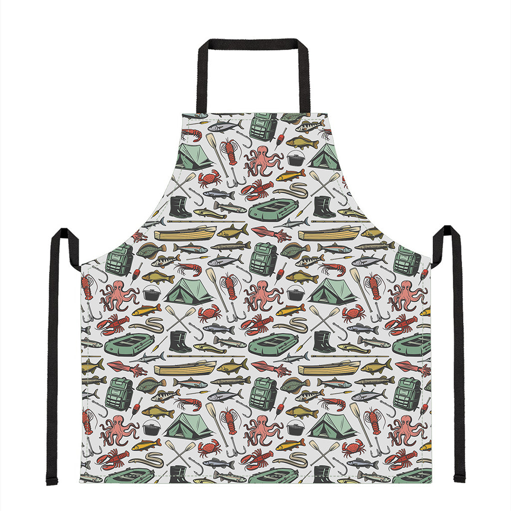 Fishing Equipment Pattern Print Apron