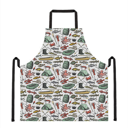 Fishing Equipment Pattern Print Apron