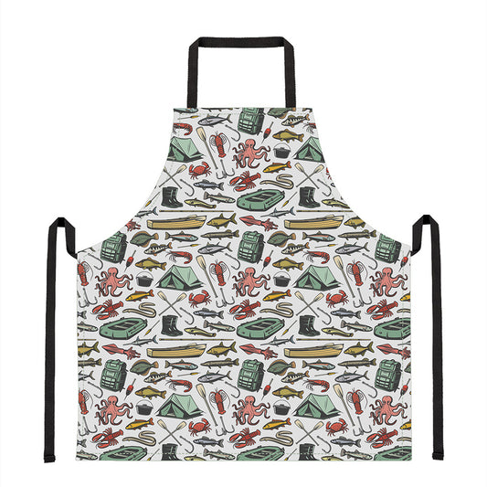 Fishing Equipment Pattern Print Apron