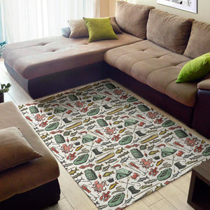 Fishing Equipment Pattern Print Area Rug