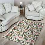 Fishing Equipment Pattern Print Area Rug