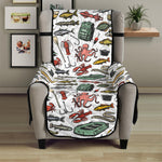 Fishing Equipment Pattern Print Armchair Protector