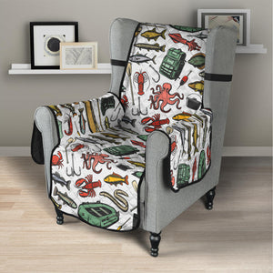 Fishing Equipment Pattern Print Armchair Protector