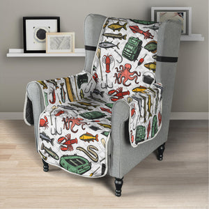 Fishing Equipment Pattern Print Armchair Protector