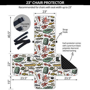 Fishing Equipment Pattern Print Armchair Protector