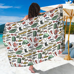Fishing Equipment Pattern Print Beach Sarong Wrap