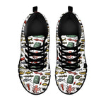 Fishing Equipment Pattern Print Black Sneakers