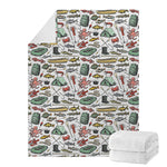 Fishing Equipment Pattern Print Blanket