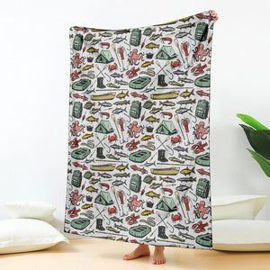 Fishing Equipment Pattern Print Blanket