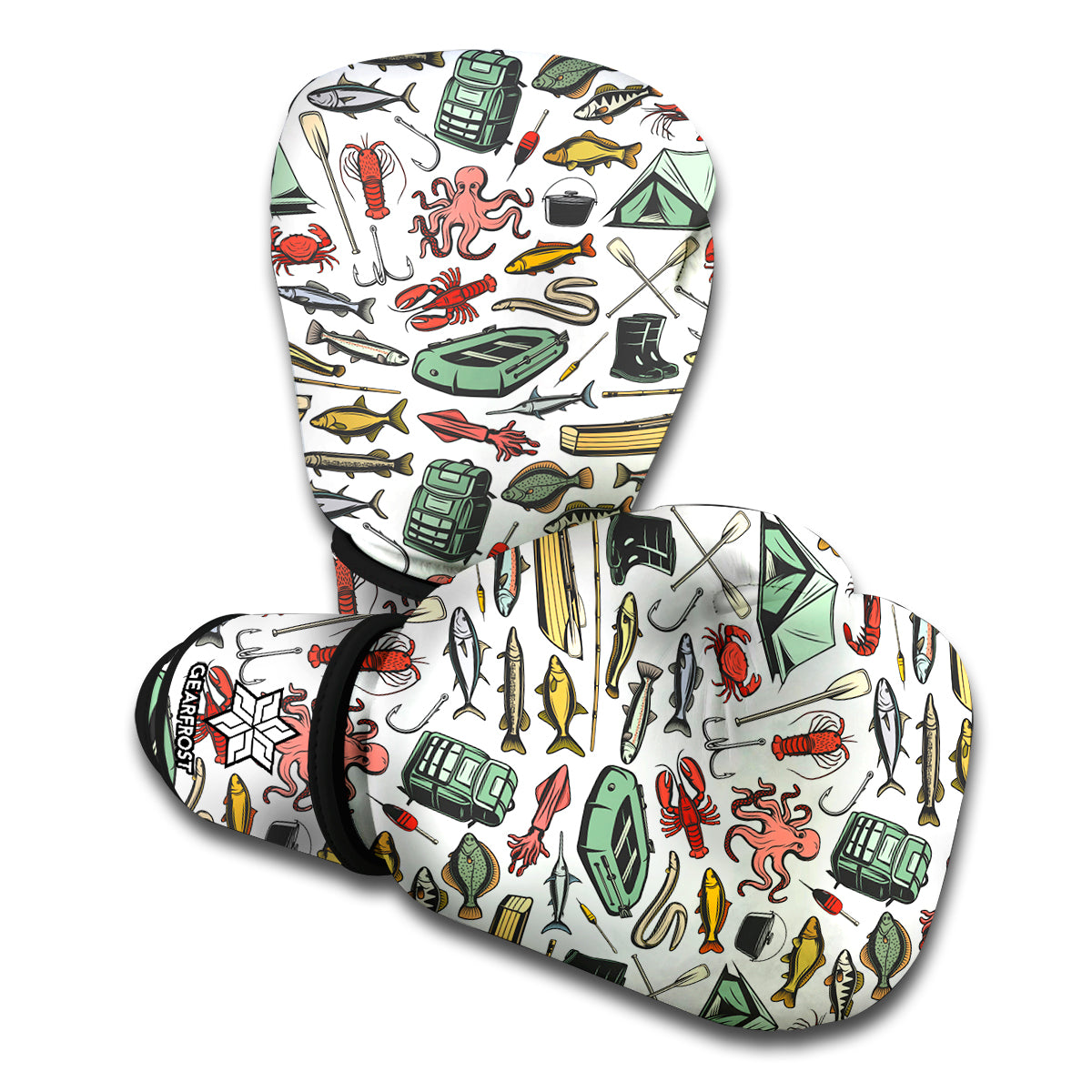 Fishing Equipment Pattern Print Boxing Gloves