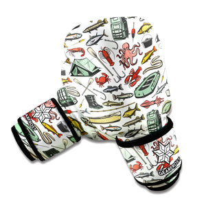 Fishing Equipment Pattern Print Boxing Gloves