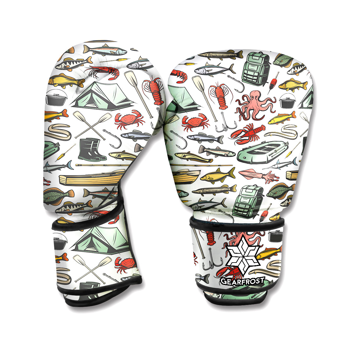 Fishing Equipment Pattern Print Boxing Gloves