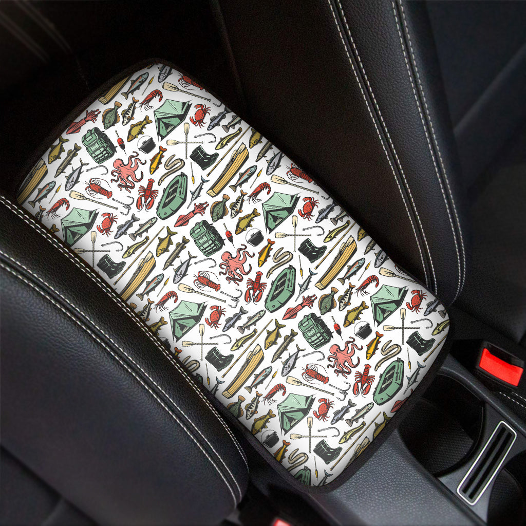 Fishing Equipment Pattern Print Car Center Console Cover