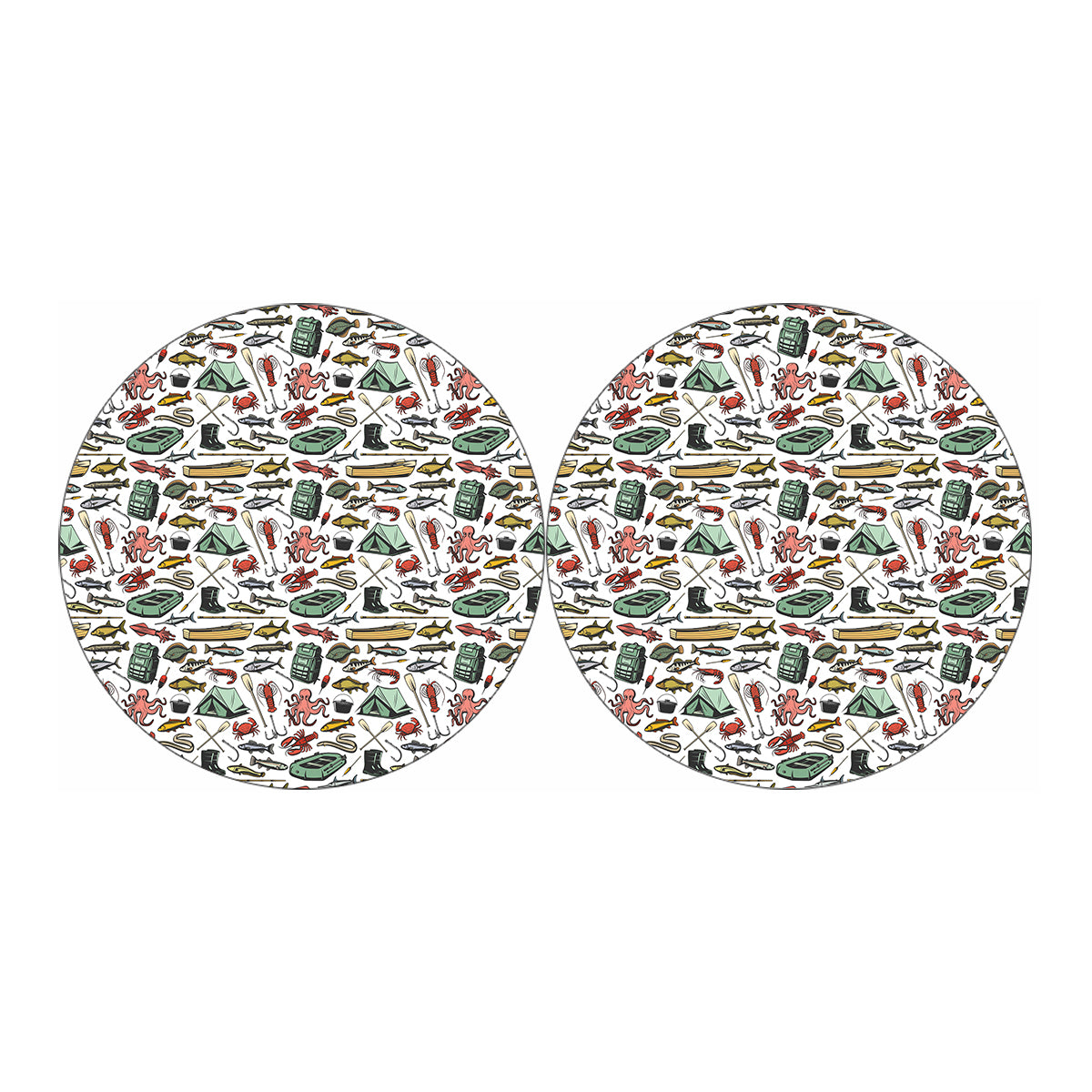 Fishing Equipment Pattern Print Car Coasters