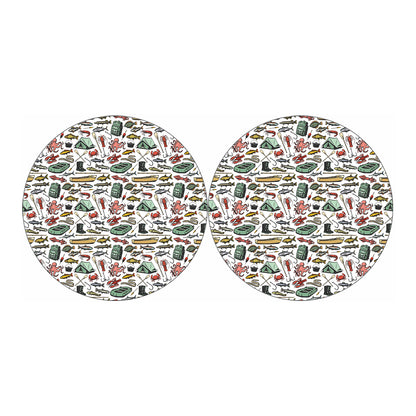 Fishing Equipment Pattern Print Car Coasters