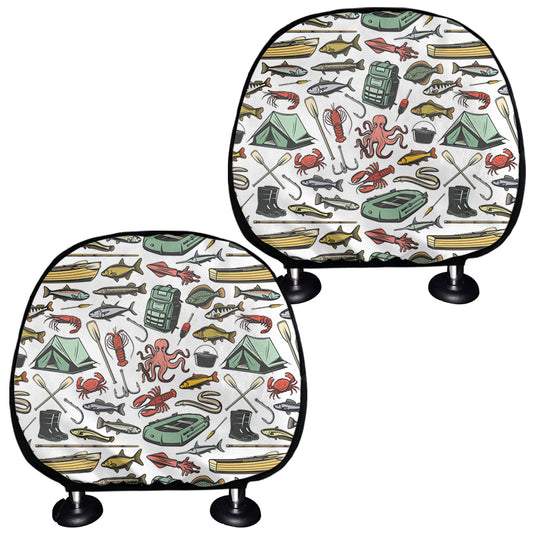 Fishing Equipment Pattern Print Car Headrest Covers