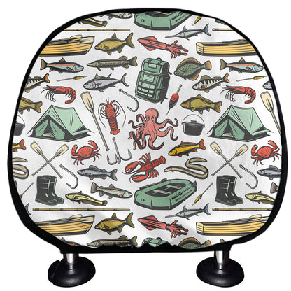 Fishing Equipment Pattern Print Car Headrest Covers