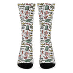 Fishing Equipment Pattern Print Crew Socks