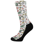 Fishing Equipment Pattern Print Crew Socks