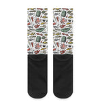 Fishing Equipment Pattern Print Crew Socks