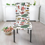 Fishing Equipment Pattern Print Dining Chair Slipcover