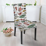 Fishing Equipment Pattern Print Dining Chair Slipcover