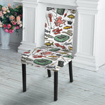 Fishing Equipment Pattern Print Dining Chair Slipcover