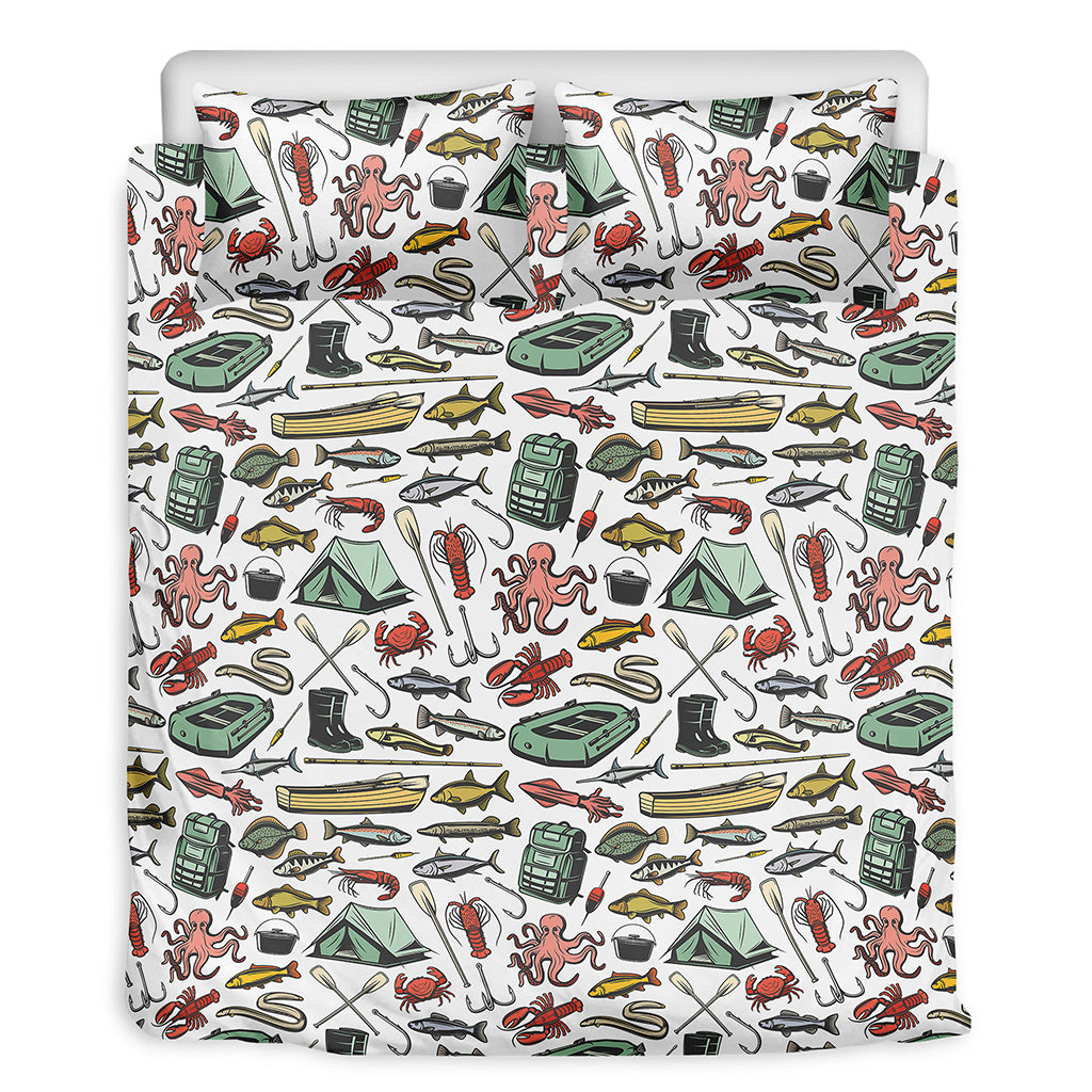 Fishing Equipment Pattern Print Duvet Cover Bedding Set