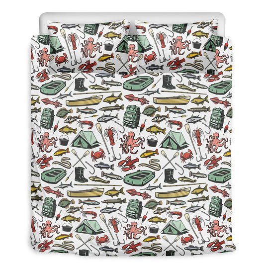 Fishing Equipment Pattern Print Duvet Cover Bedding Set