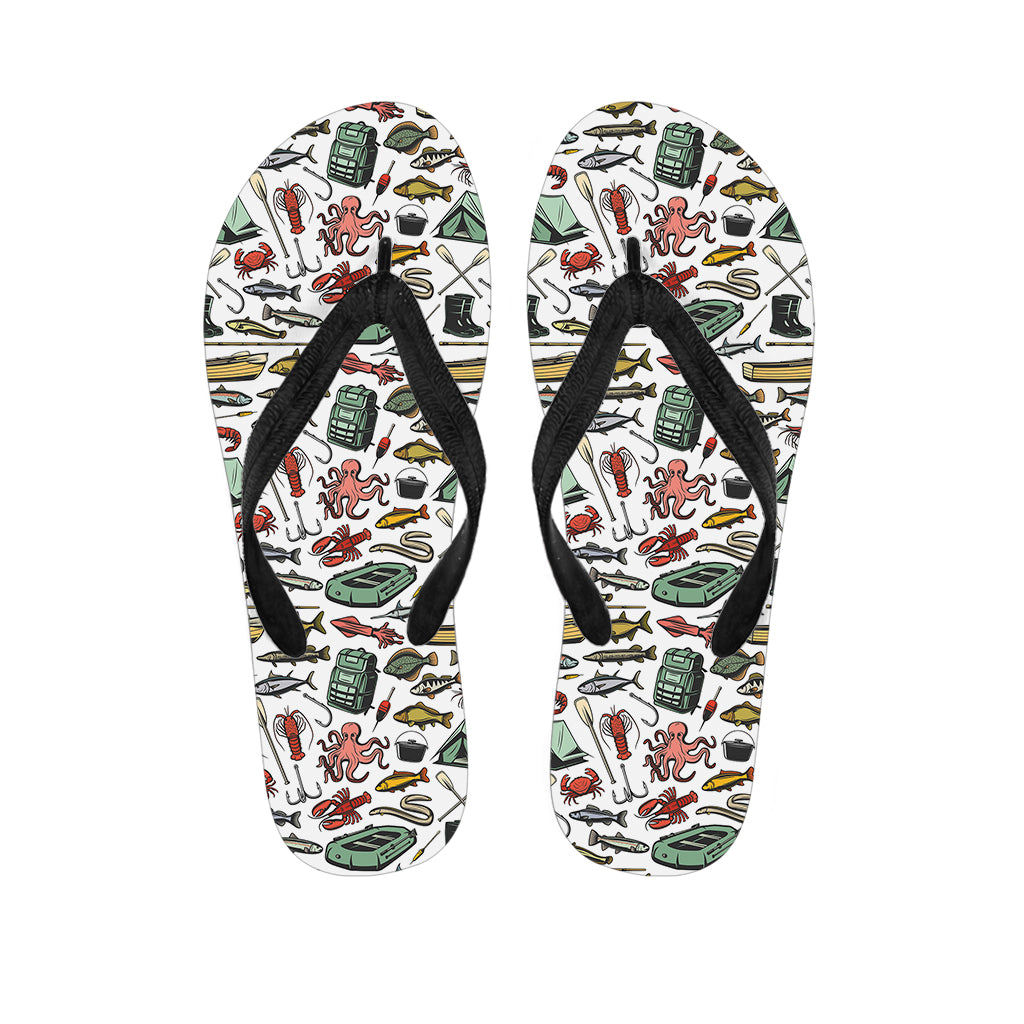 Fishing Equipment Pattern Print Flip Flops