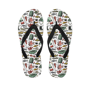 Fishing Equipment Pattern Print Flip Flops