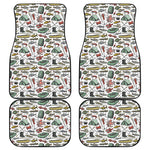 Fishing Equipment Pattern Print Front and Back Car Floor Mats