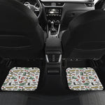 Fishing Equipment Pattern Print Front and Back Car Floor Mats