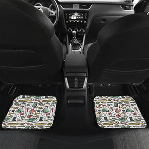 Fishing Equipment Pattern Print Front and Back Car Floor Mats