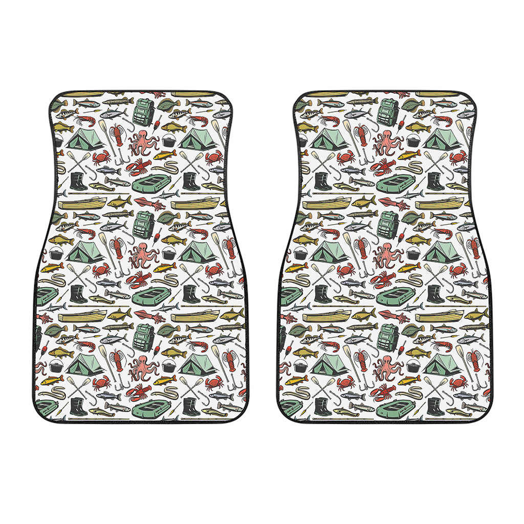 Fishing Equipment Pattern Print Front Car Floor Mats