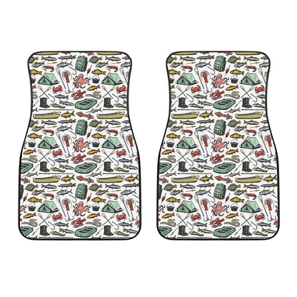 Fishing Equipment Pattern Print Front Car Floor Mats