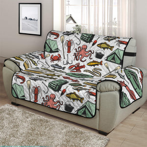 Fishing Equipment Pattern Print Half Sofa Protector