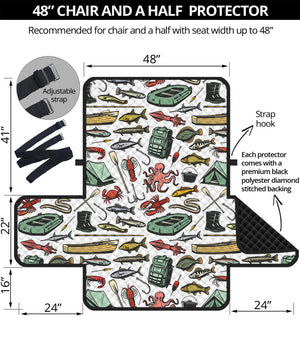 Fishing Equipment Pattern Print Half Sofa Protector