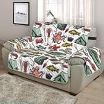 Fishing Equipment Pattern Print Half Sofa Protector