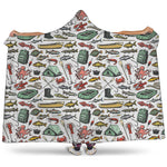 Fishing Equipment Pattern Print Hooded Blanket