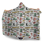 Fishing Equipment Pattern Print Hooded Blanket