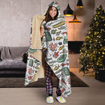 Fishing Equipment Pattern Print Hooded Blanket