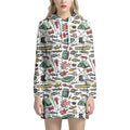 Fishing Equipment Pattern Print Pullover Hoodie Dress
