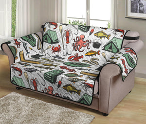 Fishing Equipment Pattern Print Loveseat Protector